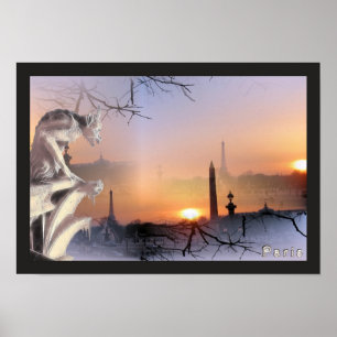 Poster Argent Gargoyle de Notre Dame, imprimer