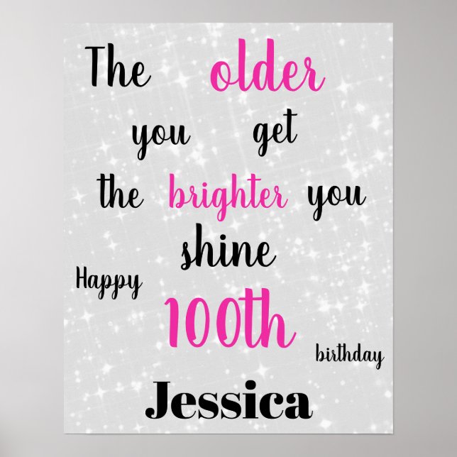 Poster Argent gris et rose 100e anniversaire (Devant)