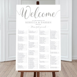 Poster Argent Mariage Sièges Graphique Noms alphabétiques