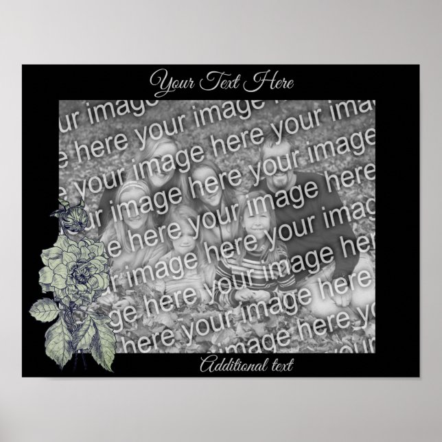 Poster Argent Peony Flower Personnalisé Ajouter Votre Pho (Devant)