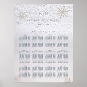 Poster Argent Snowflake Hiver Mariage Carte de siège