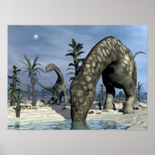 Poster Argentinosaurus dinosaure boire