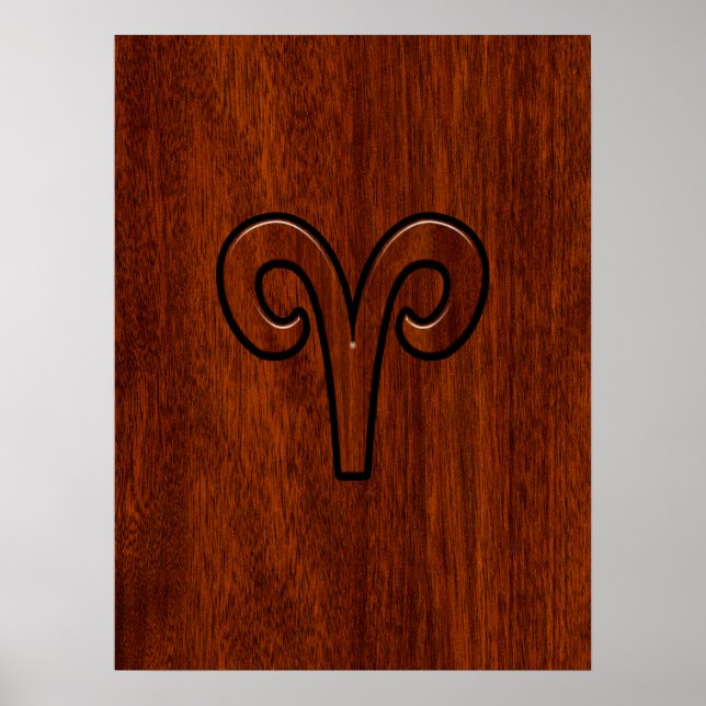 Poster Aries Connectez-vous sur l'acajou comme décor impr (Devant)