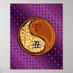 Poster Aries et bois d'ox