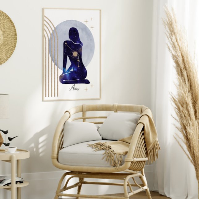 Poster Aries Zodiac Feminine Blue Design (Créateur téléchargé)