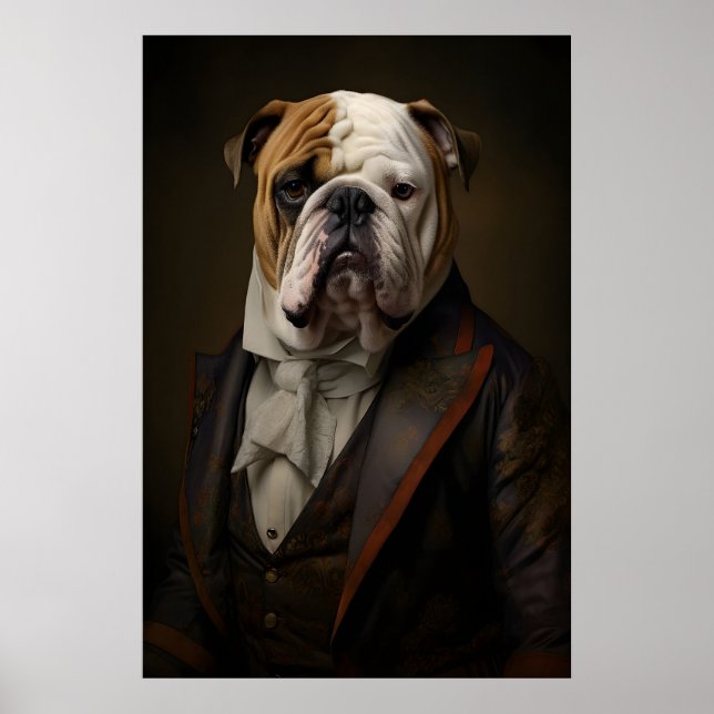 Poster Aristocratic Bulldog Portrait, Funny Renaissance (Devant)