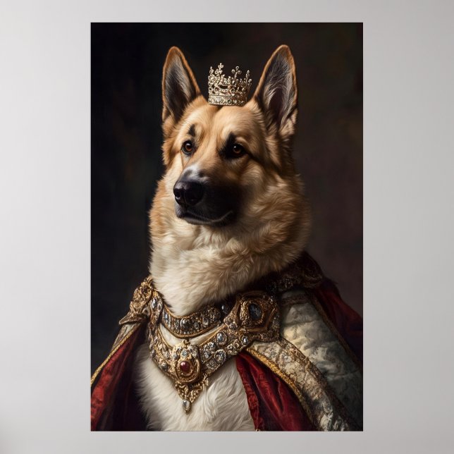 Poster Aristocratic German Shepherd Art, Renaissance Dog (Devant)