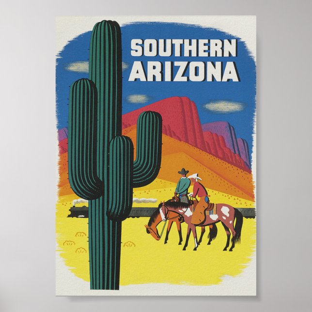 Poster Arizona Boho Cactus Vintage voyage (Devant)