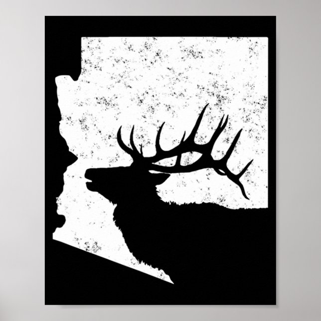 Poster Arizona Elk Chasse Bull Elk AZ Forme d'état (Devant)