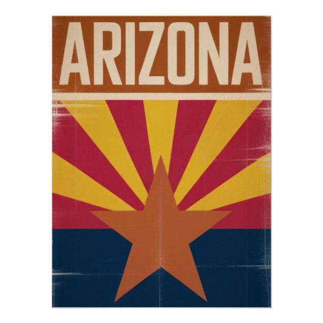 Poster Arizona Flag Retro Style Art Print - Southwest  (Devant)