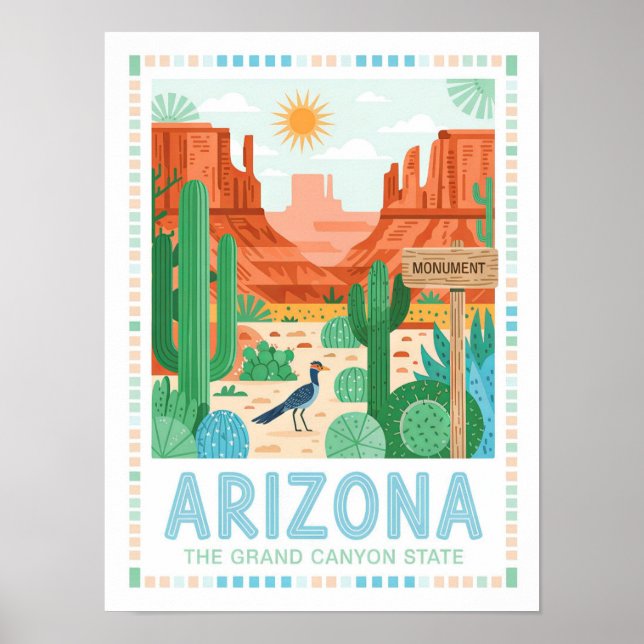 Poster Arizona Grand Canyon State Summer Travel (Devant)
