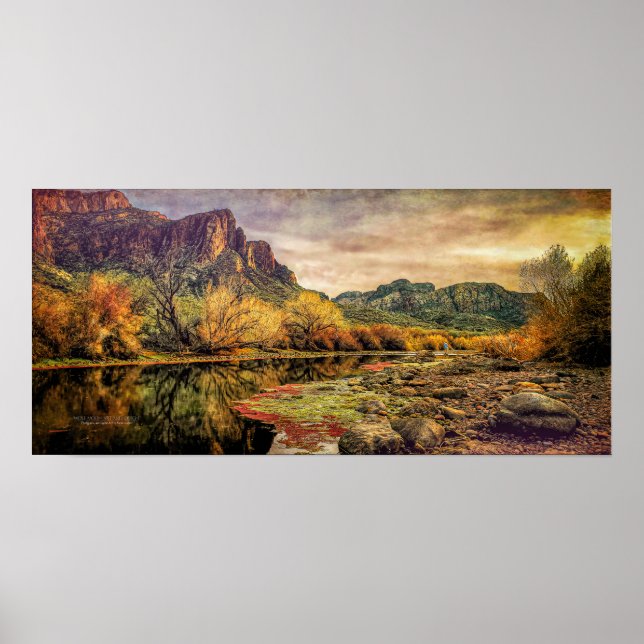 Poster Arizona River Sonoran Desert Mountains 24" x 11" (Devant)