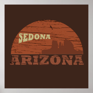 Poster arizona sedona coucher de soleil vintage