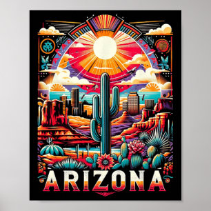Poster Arizona State Shirt Az Retro Desert Cactus Famille