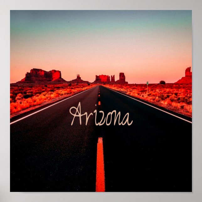 Poster Arizona Sunset Desert Red Rocks (Devant)