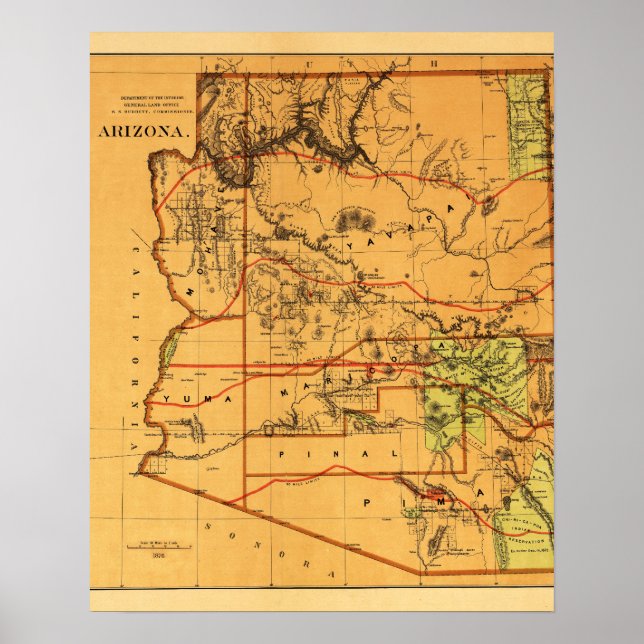 Poster Arizona TerritoireCarte panoramiqueArizona (Devant)