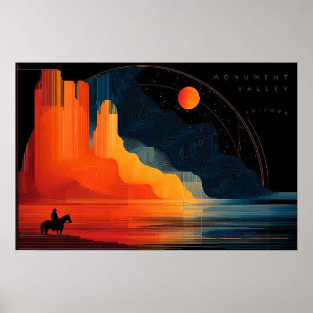 Poster Arizona, Vallée du Monument, Style minimaliste (Devant)