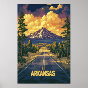 Poster Arkansas États-Unis Art Illustration Vintage Voyag