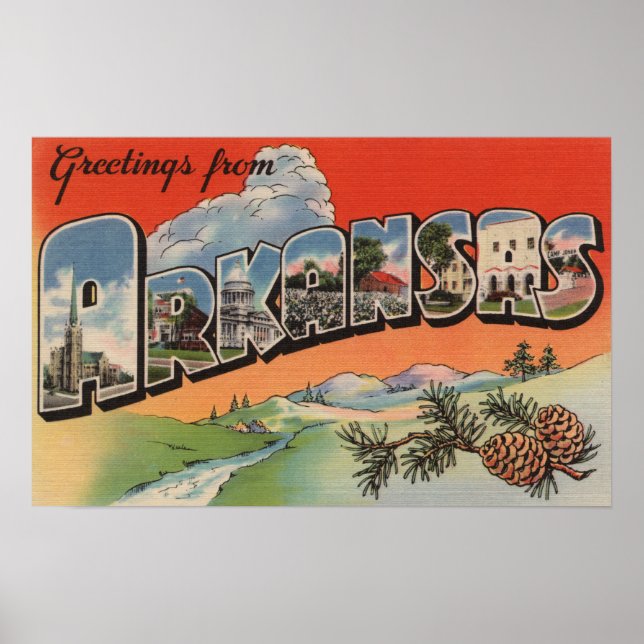Poster Arkansas (Paysage) - Grande Lettre (Devant)