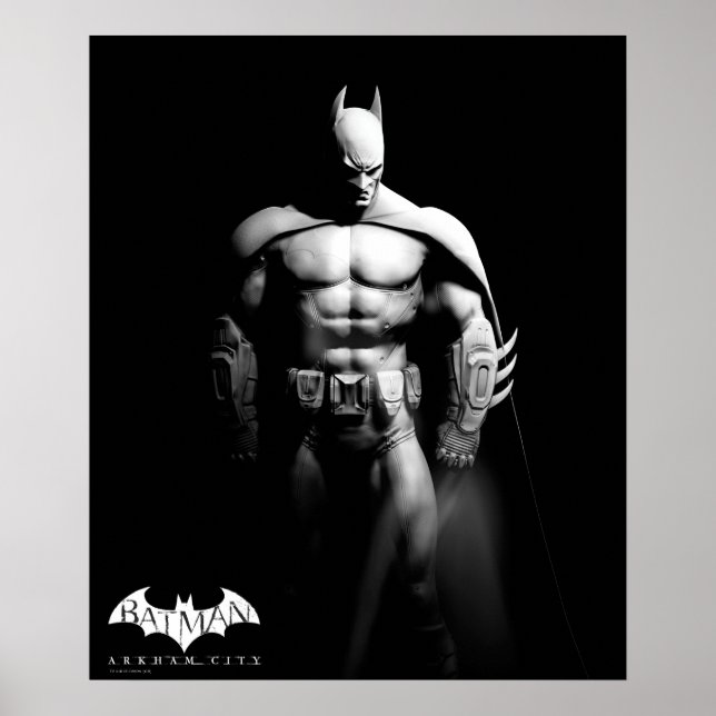 Poster Arkham | Pose large noir et blanc Batman (Devant)