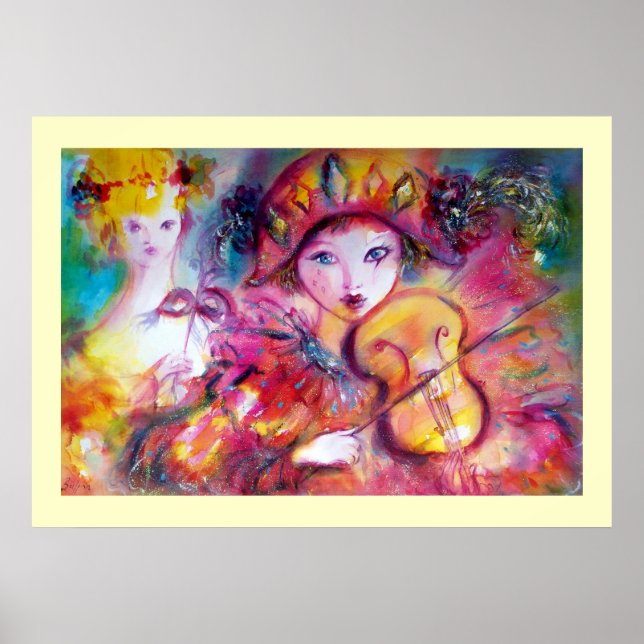 Poster Arlecchino et Colombina, taille colossale (Devant)