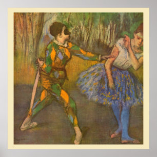 Poster Arlequin et Columbine par Edgar Degas Art Vintage