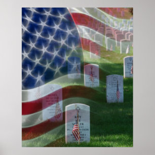 Poster Arlington National Cemeemetery, drapeau américain