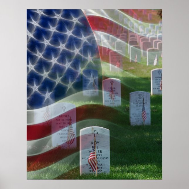 Poster Arlington National Cemeemetery, drapeau américain (Devant)