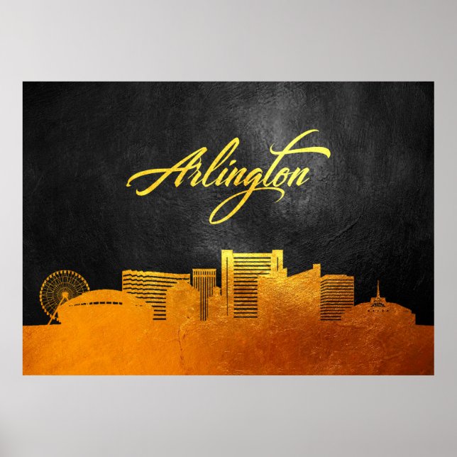 Poster Arlington Texas Gold Skyline (Devant)