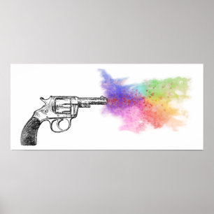 Poster arme à feu du smokin de l'amour : arc-en-ciel :