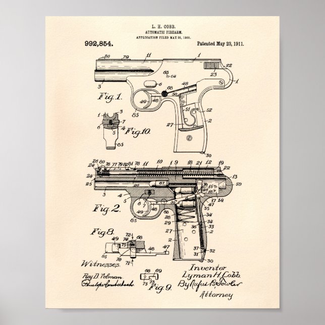 Poster Arme de police 1911 Brevet Art - Vieux Poivre (Devant)