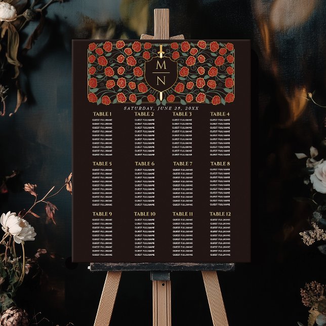 Poster Arme et Bouclier Monogramme médiéval Carte de sièg (Créateur téléchargé)