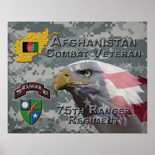 Poster Armée afghane de combat 75e régiment de Rangers (Devant)