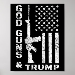 Poster Armes à feu et Trump 2e amendement Drapeau Ar15 (r