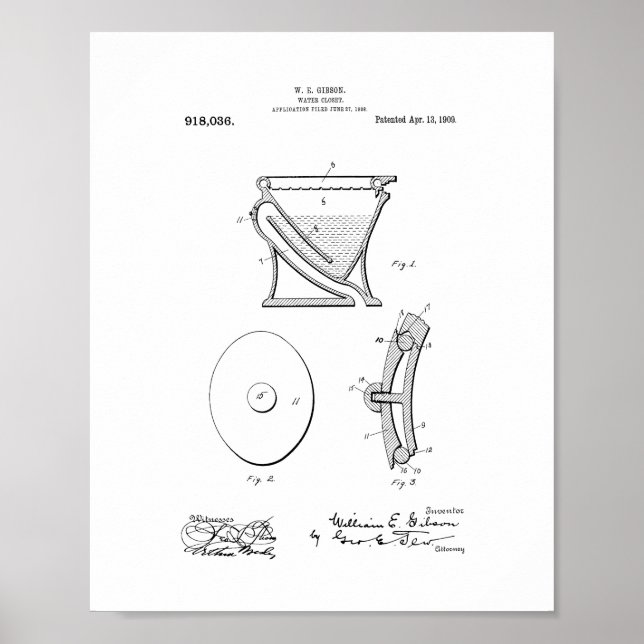 Poster Armoire à eau - Brevet de toilettes (Devant)