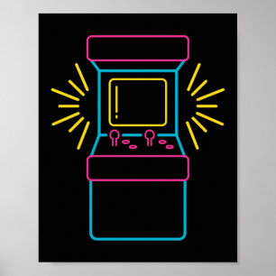 Poster Armoire d'arcade de machine Neon Arcade 80s rétro