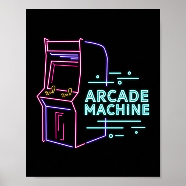 Poster Armoire d'arcade de machine Neon Arcade 80s rétro (Devant)