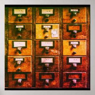 Poster armoire en bois du catalogue de la carte vintage