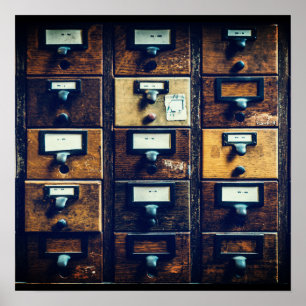 Poster armoire en bois du catalogue de la carte vintage