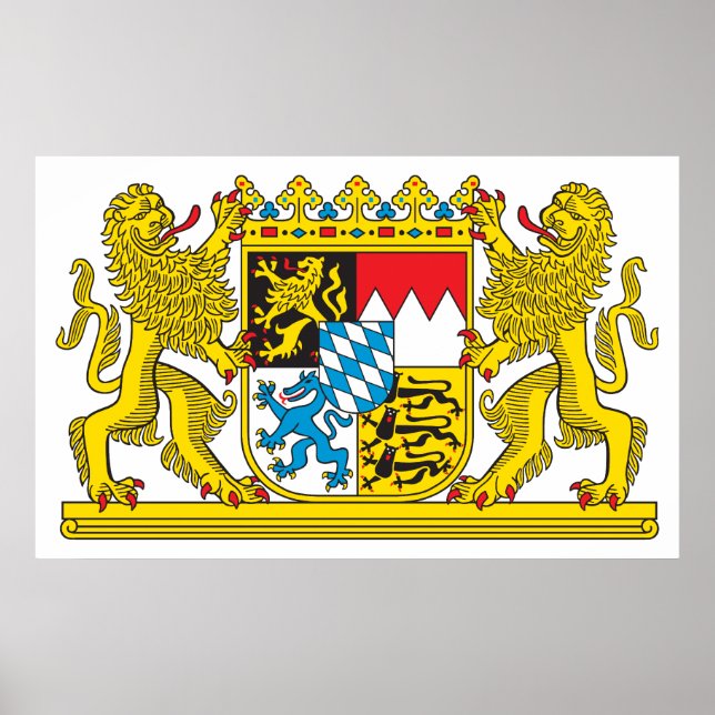 Poster Armoiries de Bavière Symbole officiel de l'Allemag (Devant)