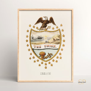 Poster Armoiries de Henry Mitchell Oregon State 1876 Rare