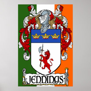 Poster Armoiries de Jennings Drapeau irlandais