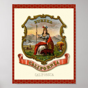 Poster Armoiries de la Californie vintage