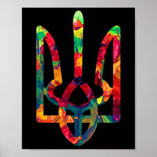 Poster Armoiries De L'Ukraine En Couleurs Nationales Ukra