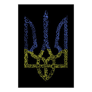 Poster Armoiries de l'Ukraine trident motif de la spirale