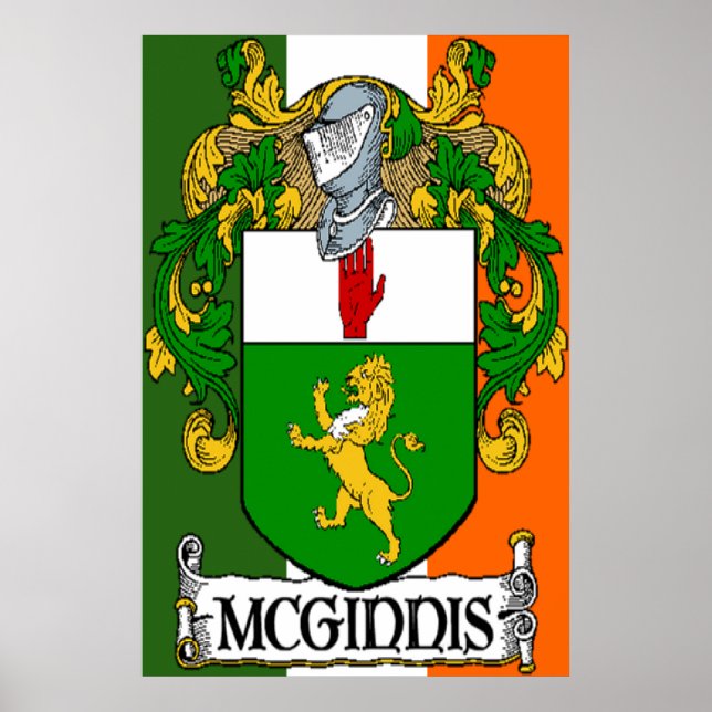 Poster Armoiries de McGinnis Drapeau irlandais Imprimer (Devant)
