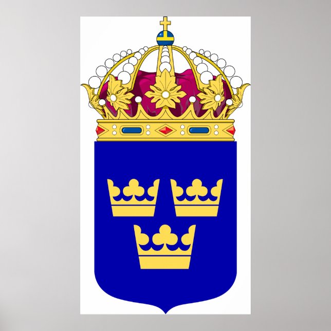 Poster Armoiries de Suède Symbole officiel Logo (Devant)