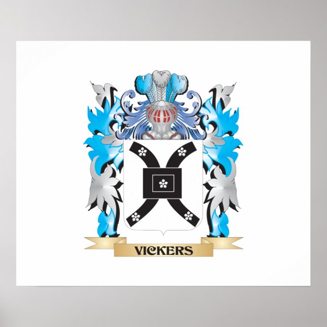 Poster Armoiries de Vickers - Armoiries de la famille (Devant)