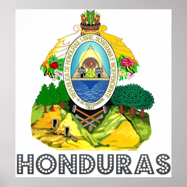 Poster Armoiries du Honduras (Devant)