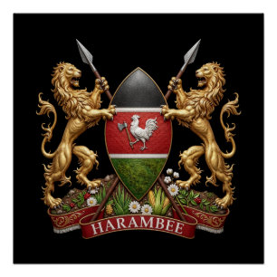 Poster Armoiries du Kenya symbole emblème drapeau du pays
